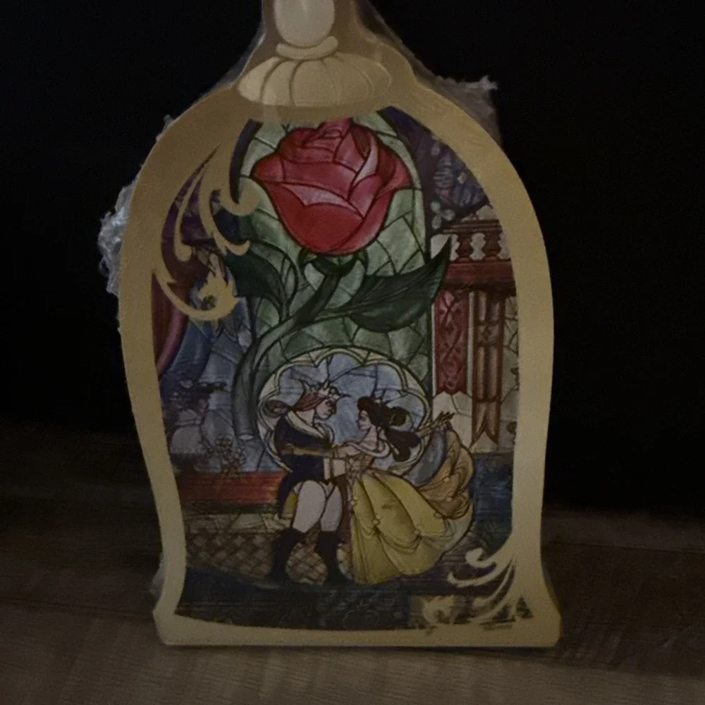 Disney Beauty and The Beast Stained Glass Shelf Sitter Decor NEW
